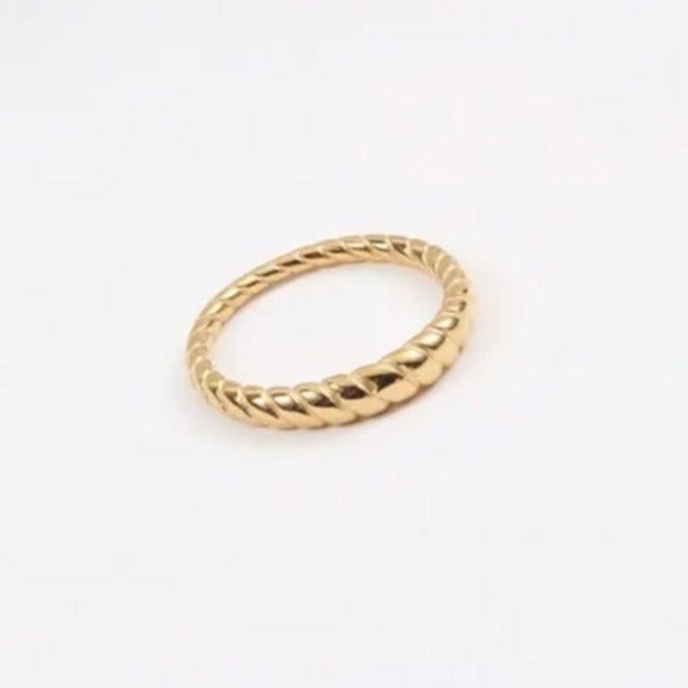 Ring Waterproof Gold Ring Twisted Gold Ring Stacking ring CUTE 18K Gold Ring